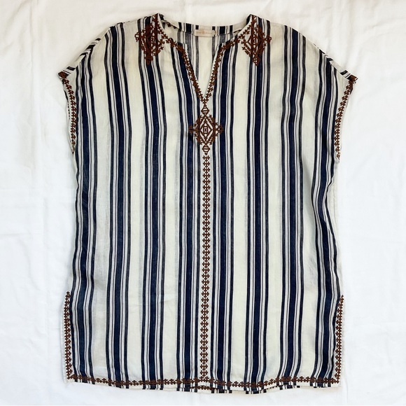 Tory Burch Alcott Beach Linen Cover-up Caftan - Picture 2 of 7